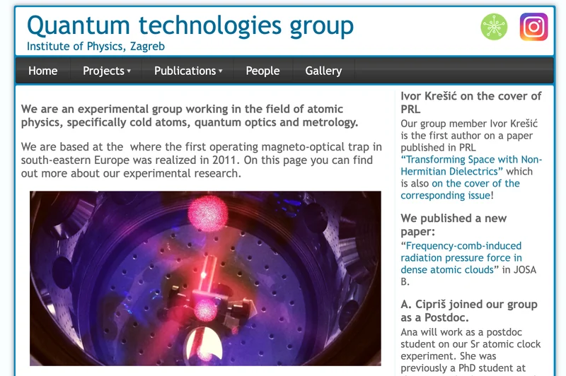 Quantum Technologies Group at the Institute of Physics in Zagreb — website
