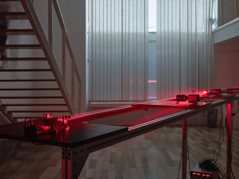 Dimensions of the Line — full optical table and red laser installation